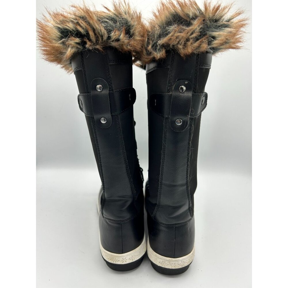 Shoe Dazzle Womens Black Fur Topped Lace Up Winter Boots Solene Size 8 - Picture 4 of 11